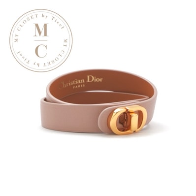 Dior 30 Montaigne Double Bracelet Calfskin and Gold-Finish Metal "Rose Des Vents"