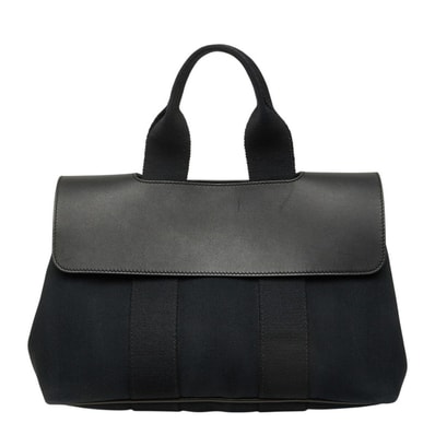 エルメス ヴァルパライソPM ハンドバッグ ブラック シルバー金具 レザー トワルシェブロン レディース HERMES 中古
