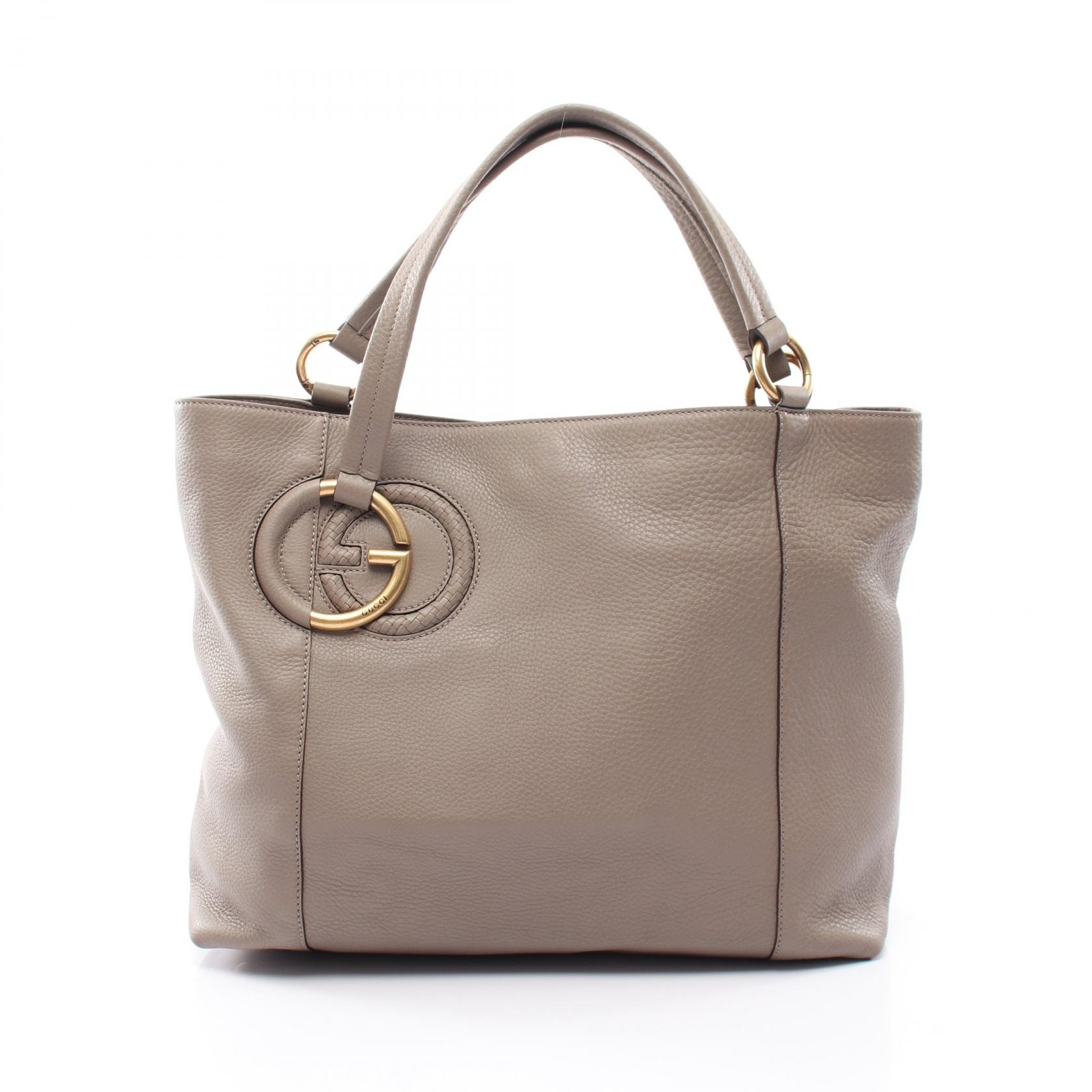 グッチ GUCCI インターロッキングG トートバッグ バッグ レザー レディース ベージュ系 309528 【中古】