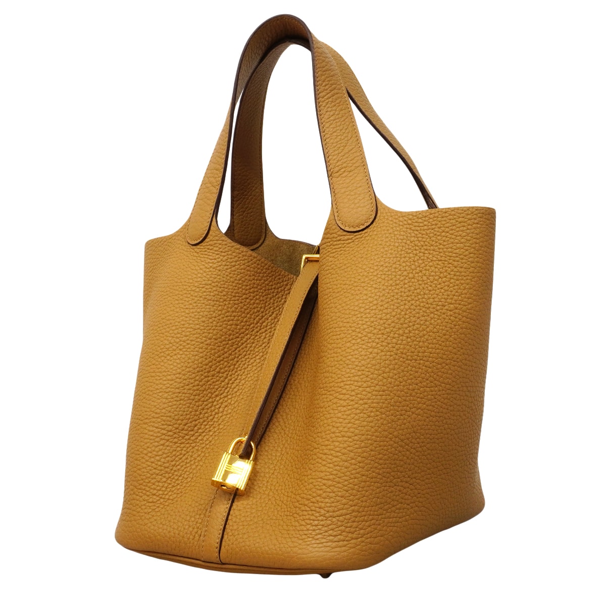 ★SALE【6fb2957】エルメス ハンドバッグ ピコタンロックMM トリヨンクレマンス ビスキュイ ゴールド金具 B刻印【中古】レディース