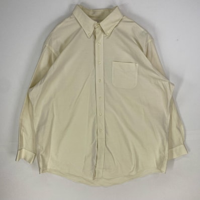 古着 ブルックスブラザーズ Brooks Brothers 長袖シャツ ボックスフィット 胸ポケット ボタンダウン 2XL ベージュ系 無地 メンズ