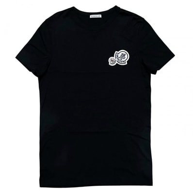 MONCLER Double Logo Patch Cotton T-Shirt "Black"