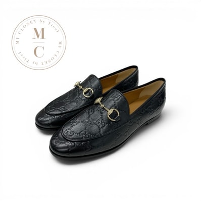 グッチ GUCCI ローファー 革靴 靴 シューズ レザー ブラック ゴールド 未使用 ホースビット ロゴ