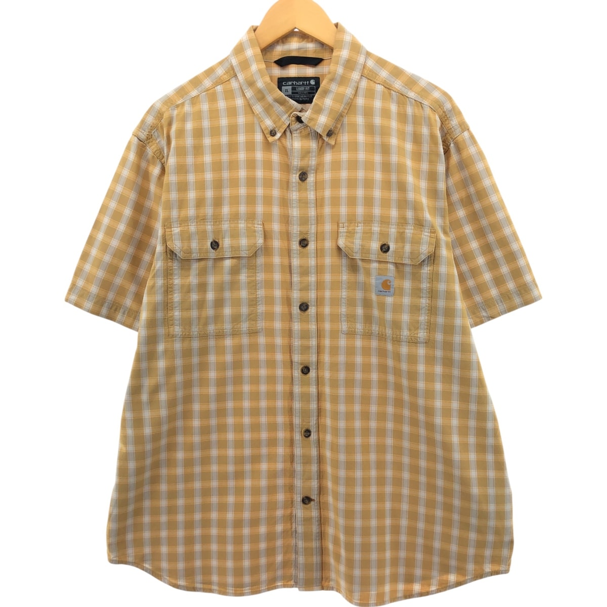 古着 カーハート Carhartt Loose Fit チェック柄 ボタンダウン 半袖 ワークシャツ メンズXL相当/eaa560708