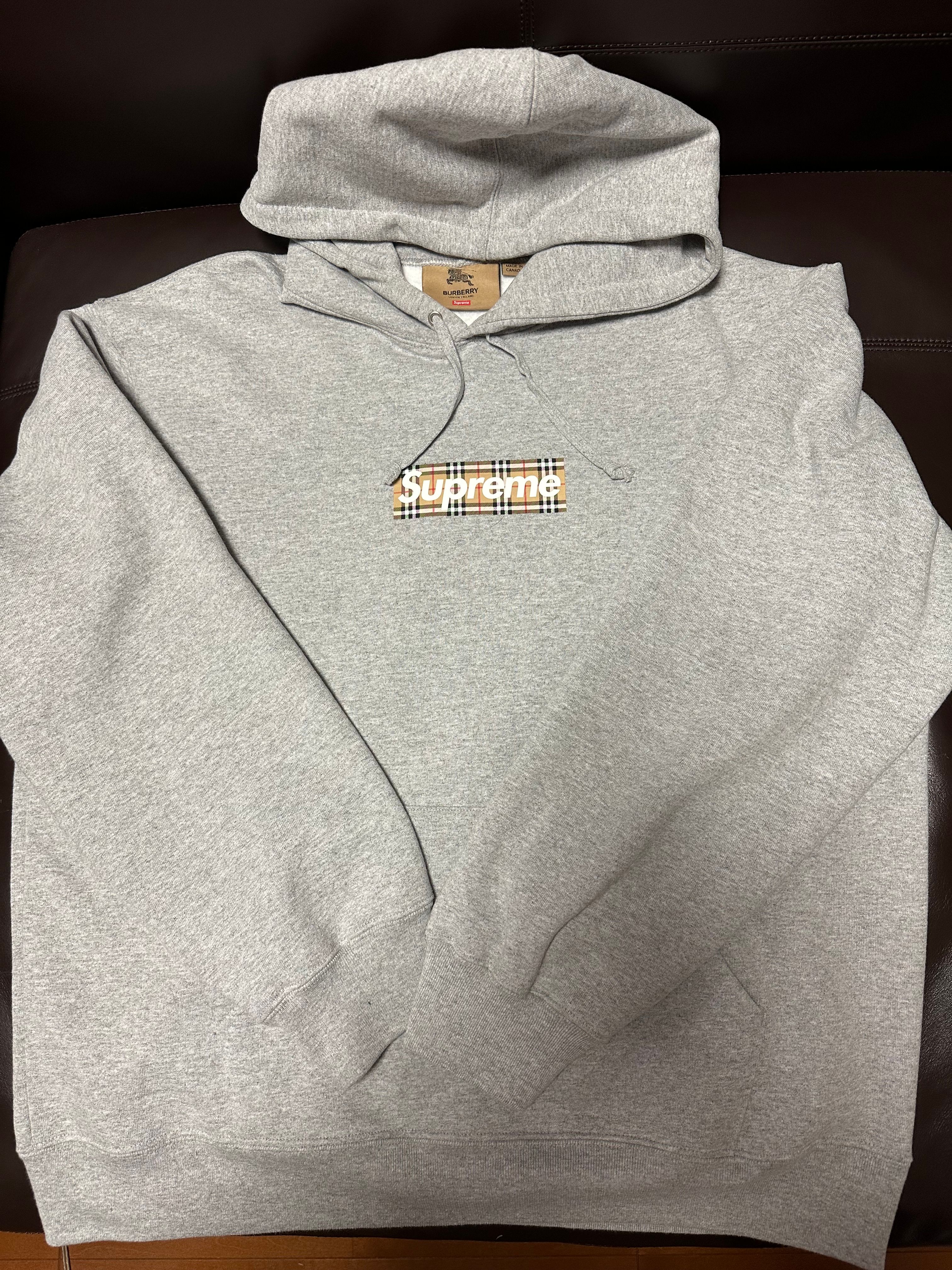 Supreme / Burberry Box Logo Hooded Sweatshirt "Heather Grey"