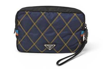 プラダ クラッチバッグ/セカンドバッグ 2NE007 ナイロン/レザー ネイビー/ブラック ポーチ ハンドストラップ付 PRADA メンズ/レディース【中古】