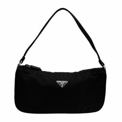 PRADA プラダ 三角プレート トライアングルロゴ テスート ポコノ ハンドバッグ
ミニハンドバッグ ケース ナイロン レザー ブラック レディース
【中古】