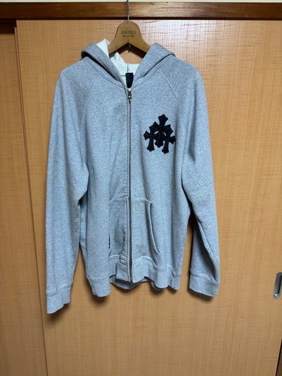Chrome Hearts Y Not Cross Patch Zip Up Hoodie "Gray"