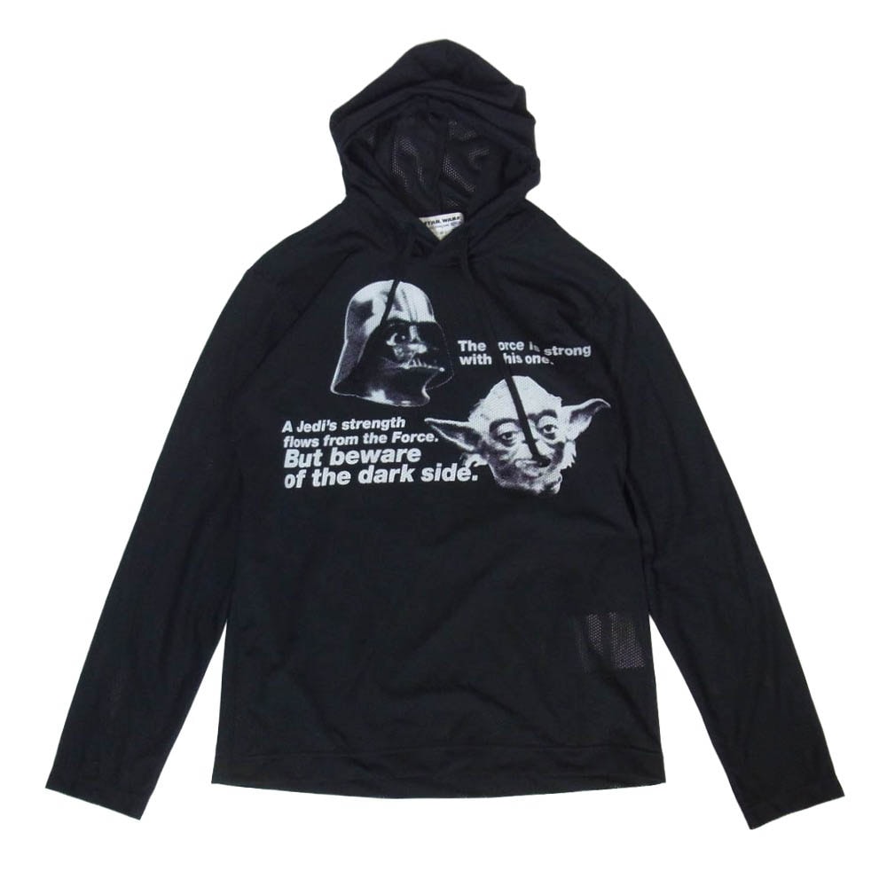 COMME des GARCONS コムデギャルソン W20127 SHIRT コムデギャルソンシャツ x STARWARS スターウォーズ ヨーダ ダースベイダー プリント メッシュ プルオーバー パーカー フーディー ブラック系 M【美品】【中古】