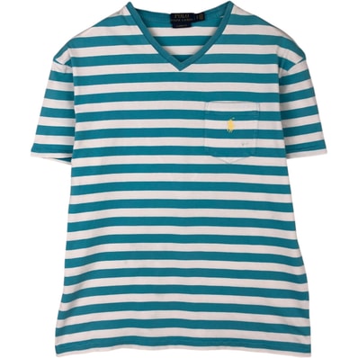 古着 ラルフローレン Ralph Lauren POLO RALPH LAUREN CLASSIC FIT ボーダー柄 Vネック 半袖 ポケットTシャツ メンズS相当/eaa621656