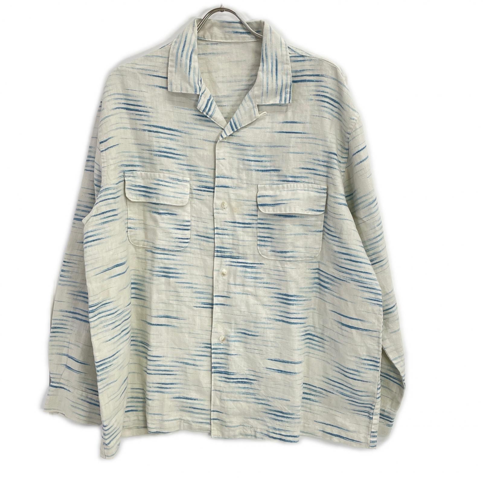ポータークラシック ホワイト×ブルー OLD FRANCE INDIGO PRINT LONG SHIRT/オールドフランスインディゴ ロングシャツ 2