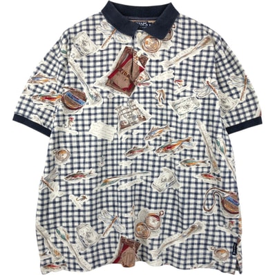 古着 ラルフローレン Ralph Lauren CHAPS チャップス 総柄 チェック柄 半袖 ポロシャツ USA製 メンズXL相当/eaa657442