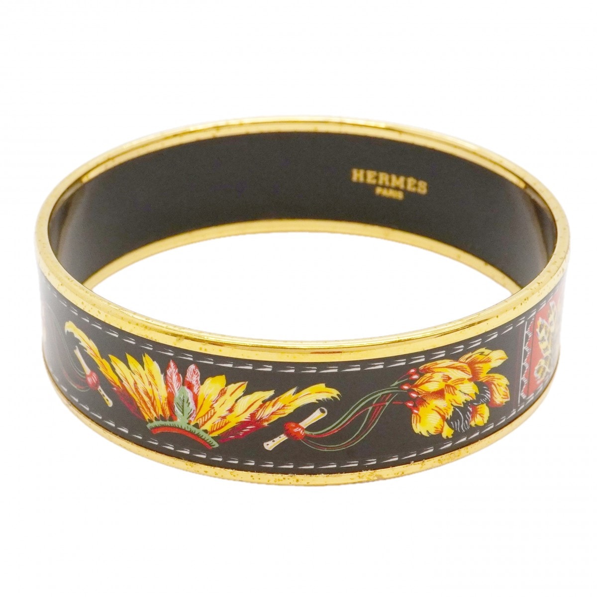 【6jdb0751-k】エルメス バングル エマイユGM GPメッキ 七宝焼き ゴールド マルチカラー【中古】メンズ レディース ユニセックス