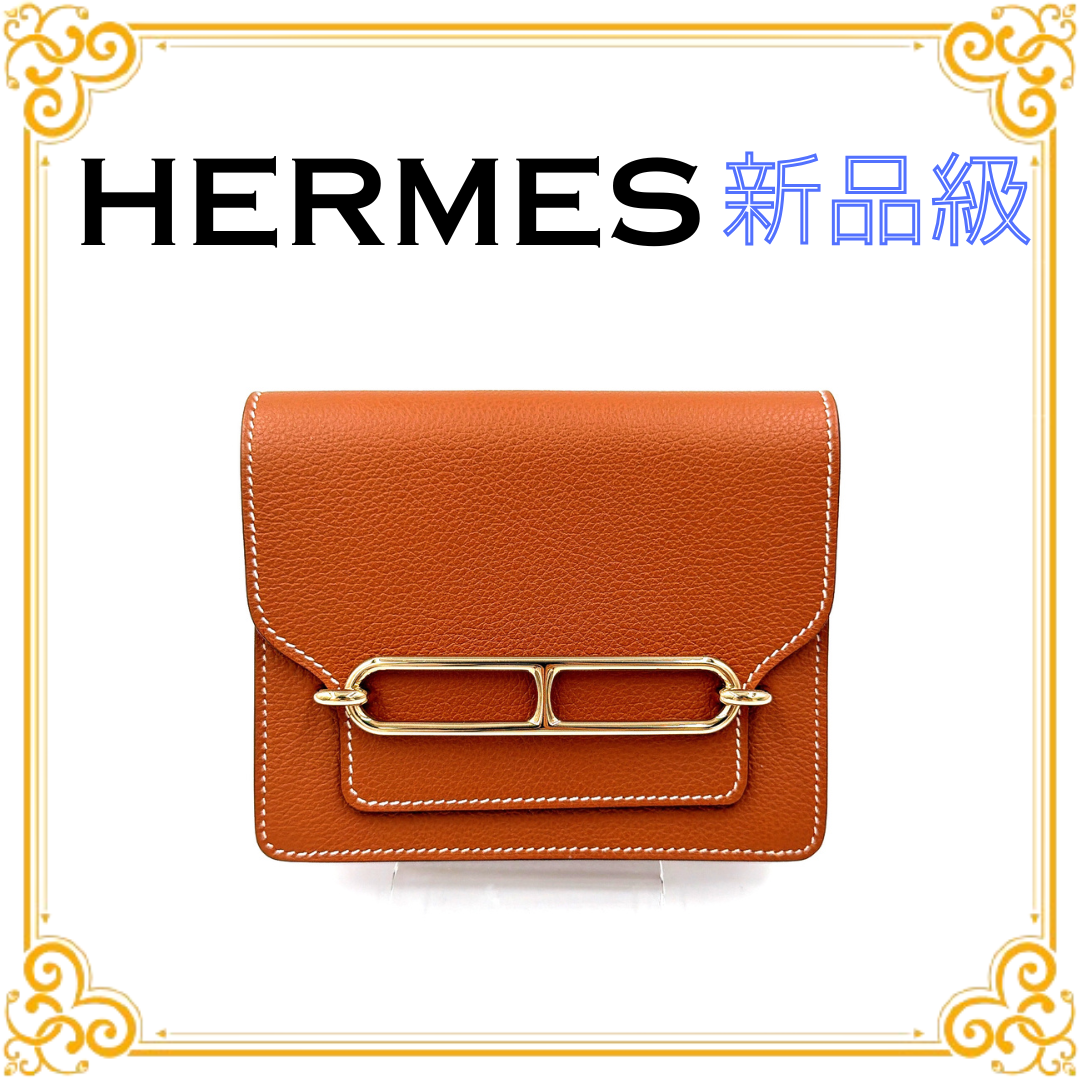 ■極美品■ HERMES エルメス ルリ 二つ折り財布 レザー コンパクトウォレット ゴールド金具 現行型 Z刻印 ブラウン レディース ブランド