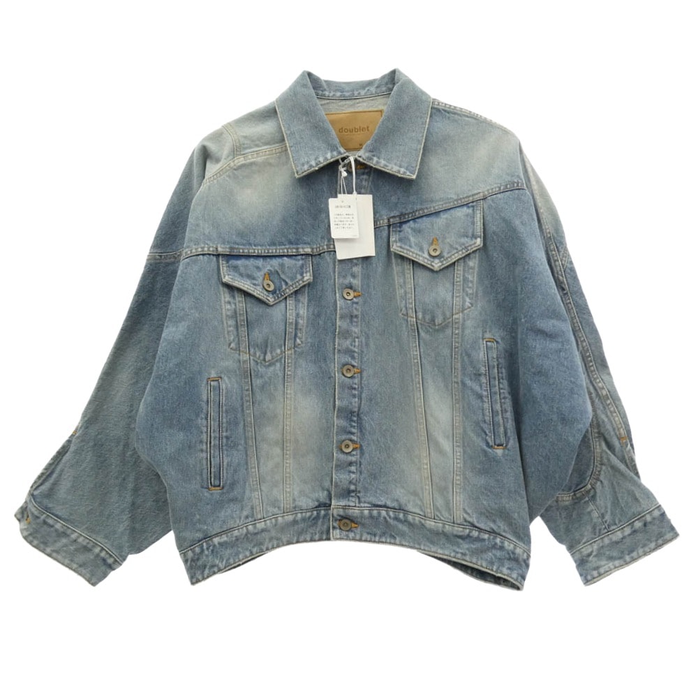 doublet ダブレット デニムジャケット 25AW 25AW24BL235 DISTORTED CUTTING DENIM JACKET カッティング Gジャン デニムジャケット ライトブルー系 M【美品】【中古】