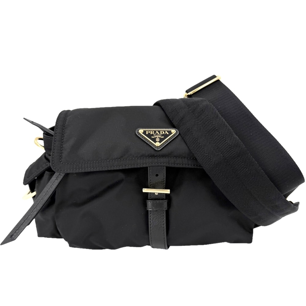 PRADA プラダ ショルダーバッグ エクスプローラ ミディアム Re-Nylon 1BD394 ナイロン    ブラック 黒 ゴールド金具 レディース 美品【中古品】