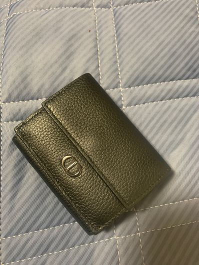 Dior Tri-Fold Wallet CD Icon Grained Calfskin "Black"