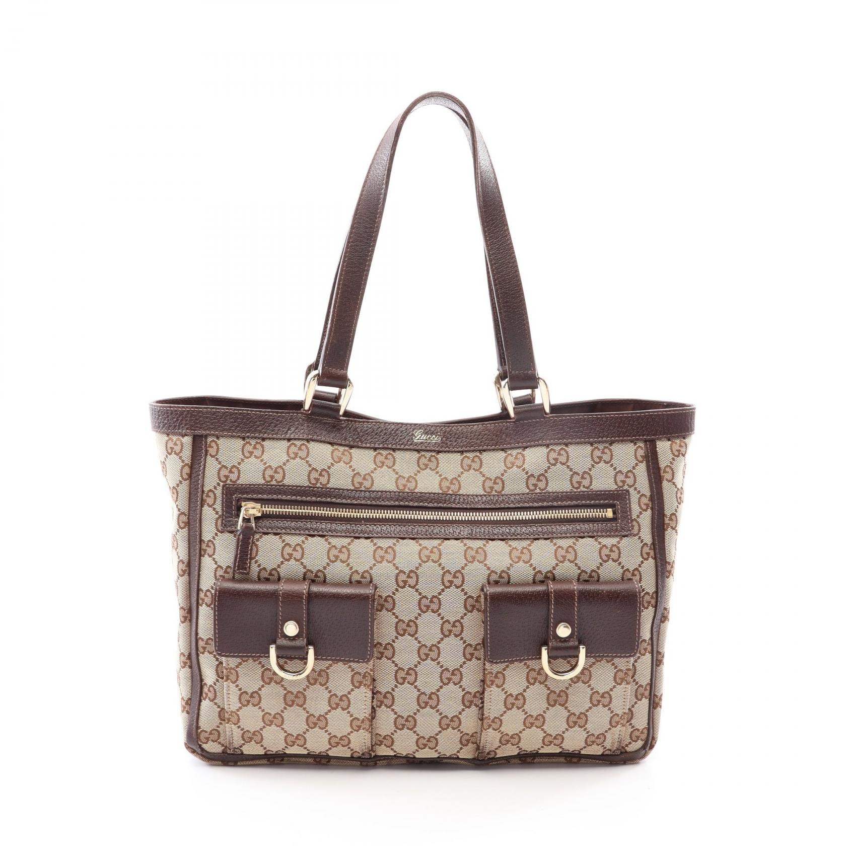 グッチ GUCCI アビー GGキャンバス トートバッグ バッグ キャンバス レザー レディース ベージュ系 / ブラウン系 146247 【中古】