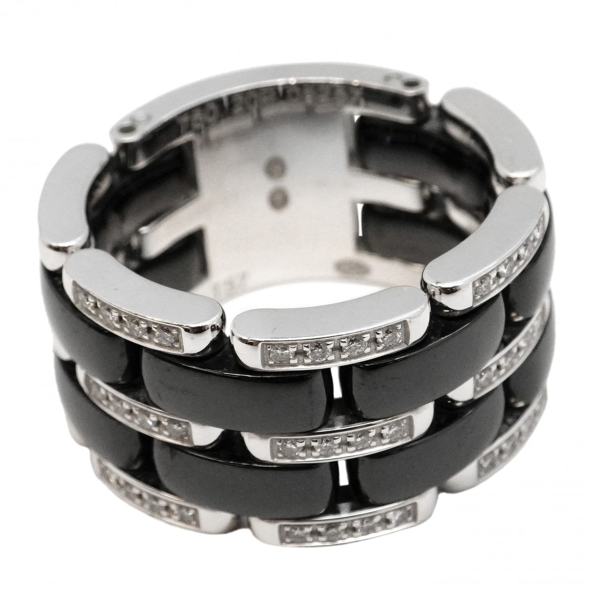 ★SALE【6jdb0422-27】シャネル リング ウルトラコレクション K18WG ホワイトゴールド セラミック ダイヤモンド ブラック #57【中古】メンズ レディース ユニセックス
