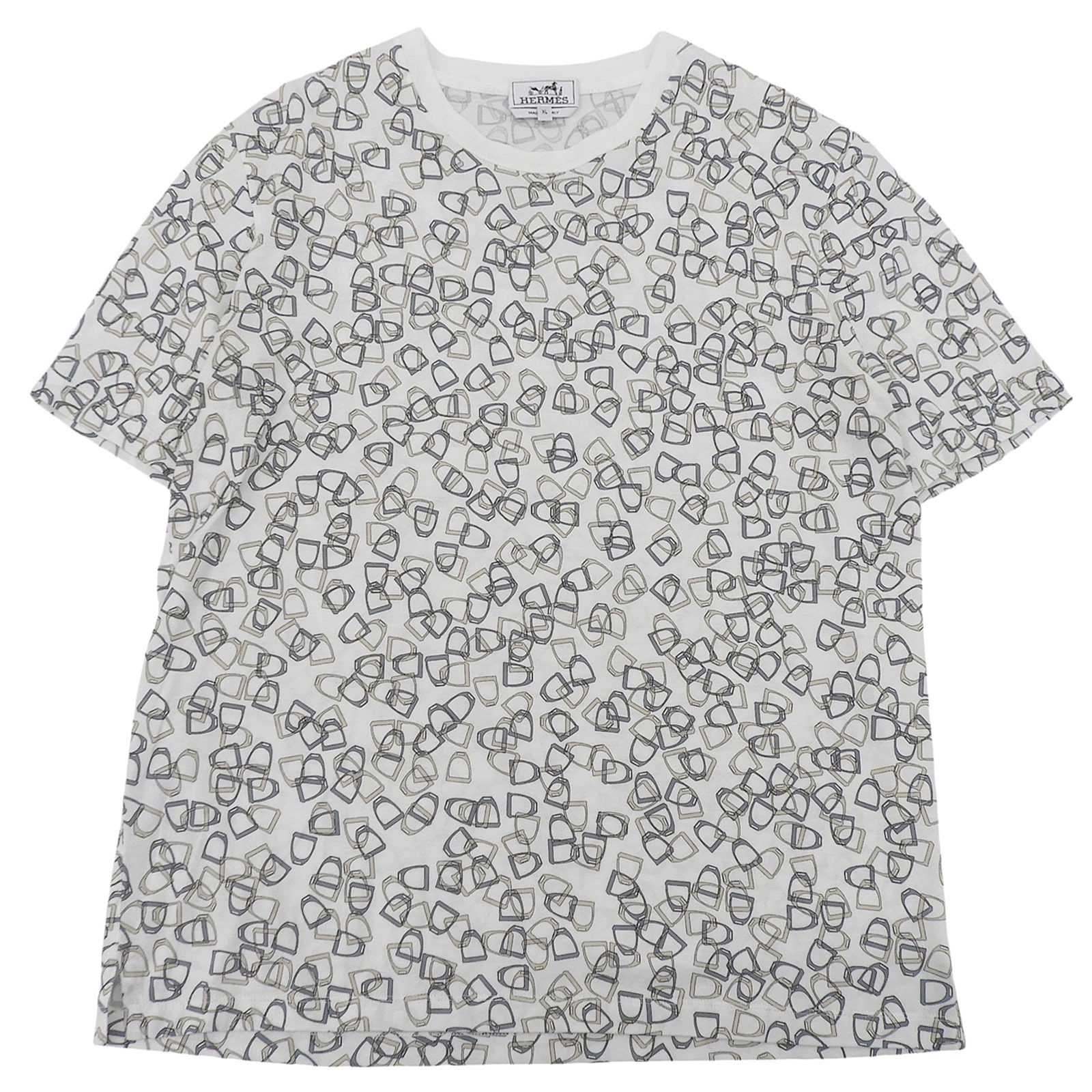 極美品 エルメス 半袖Tシャツ ホワイト メンズ XL エトリエ 鐙柄