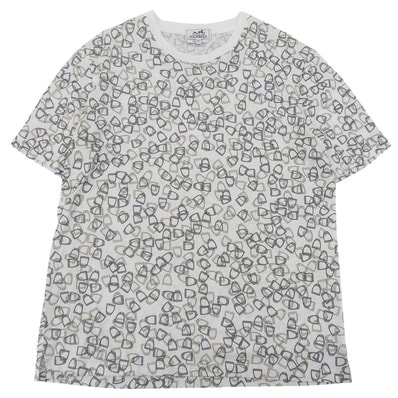 極美品 エルメス 半袖Tシャツ ホワイト メンズ XL エトリエ 鐙柄