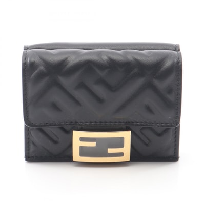 フェンディ FENDI バゲット 三つ折り財布 財布 レザー レディース ブラック系 8M0395AAJDF0KUR 【新品】