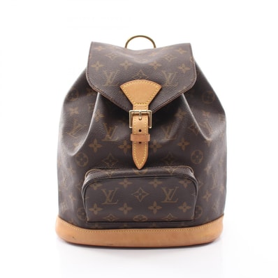 ルイ・ヴィトン LOUIS VUITTON モンスリMM リュックサック バックパック バッグ PVCコーティングキャンバス レザー モノグラム レディース ブラウン系 M51136 【中古】