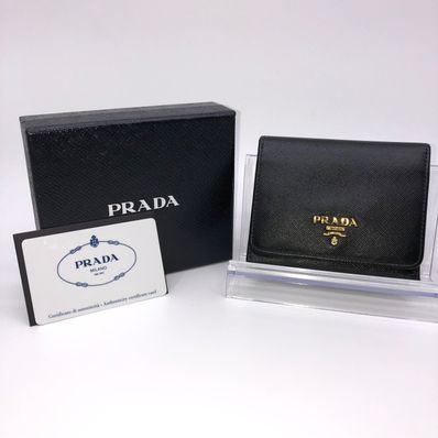 PRADA Saffiano Three Fold Wallet "Black"