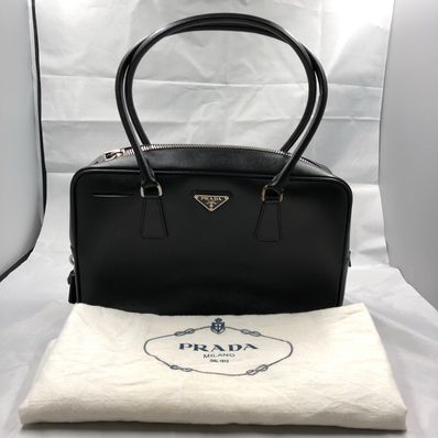 PRADA Saffiano Leather Handle Bag "Black"