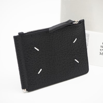 極美品 MAISON MARGIELA メゾンマルジェラ レザー 4ステッチ 二つ折り財布 SA1UI0022 二つ折り財布 ブラック メンズ