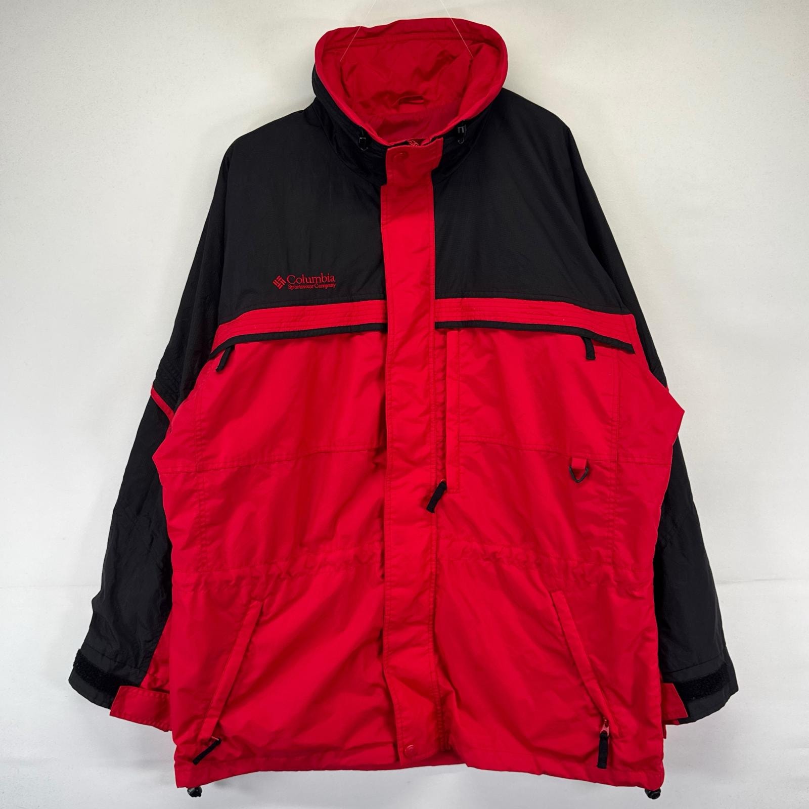 古着 コロンビア Columbia ジャケット フルジップ マウンテン ワンポイント刺繍ロゴ 裾ドローコード アウトドア L  ブラック系 メンズ