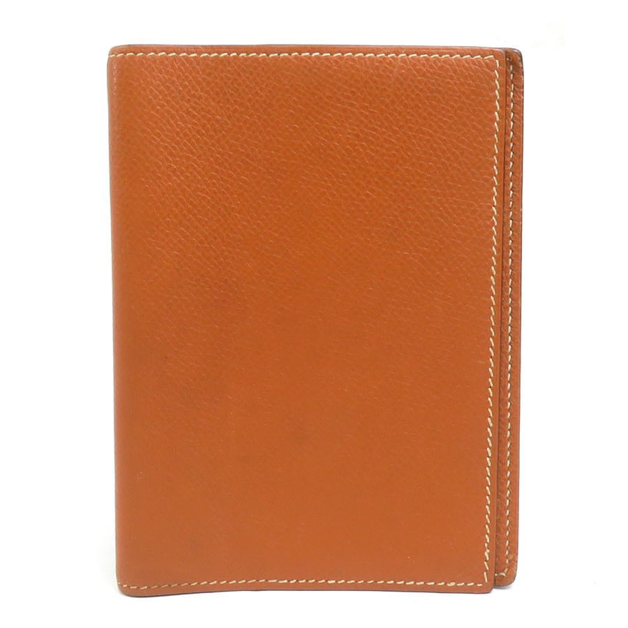 エルメス HERMES 手帳カバー レザー ブラウン シルバー ユニセックス【中古】 e62445a