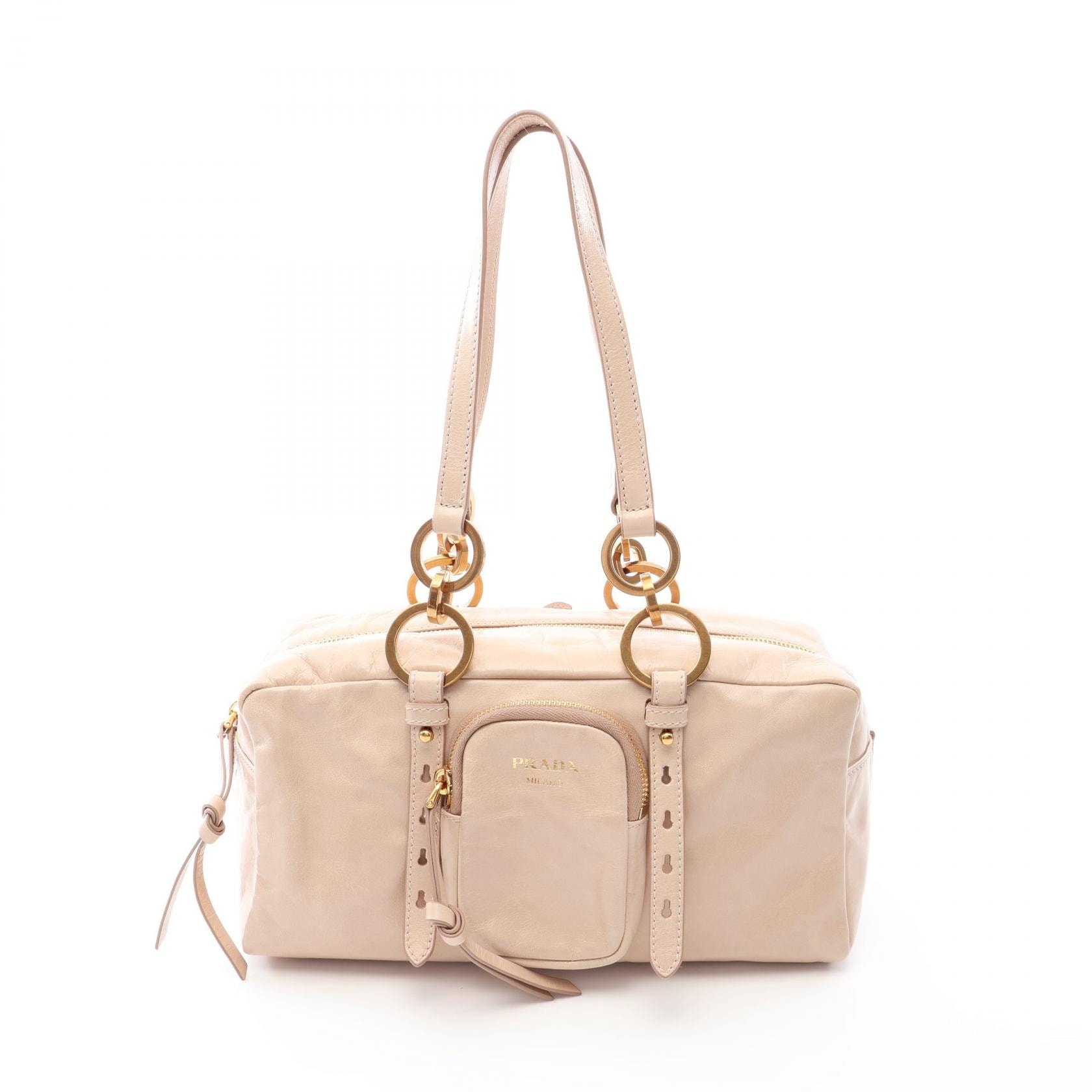 プラダ PRADA タングル ミディアム ショルダーバッグ バッグ レザー レディース ベージュ系 1BB138 【中古】
