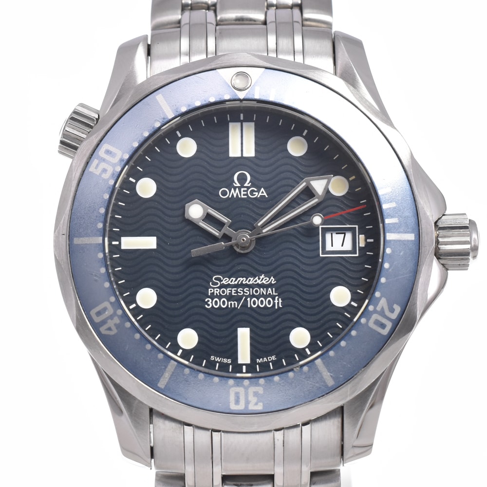 オメガ OMEGA 2561.80 シーマスタープロフェッショナル 300m デイト ブルー クォーツ ユニセックス 腕時計 J#150342
