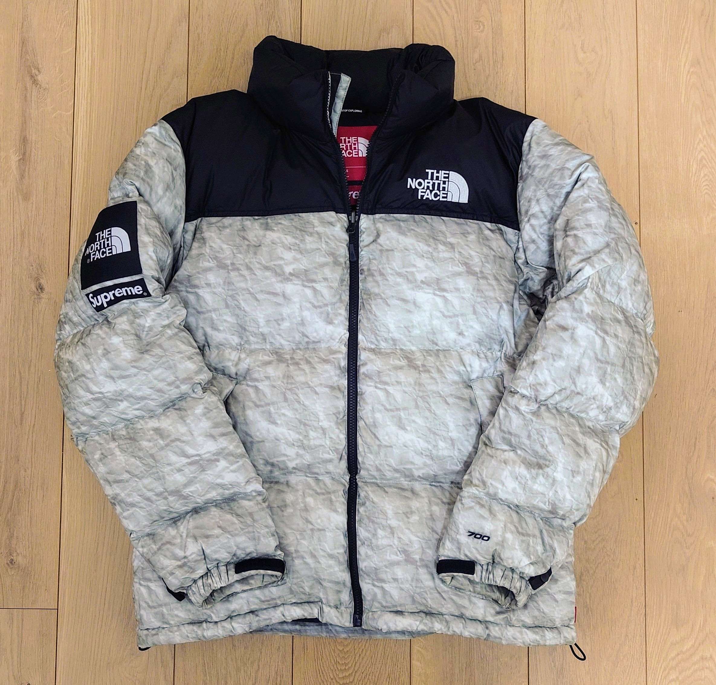Supreme x The North Face Nuptse Jacket "White Paper Print"