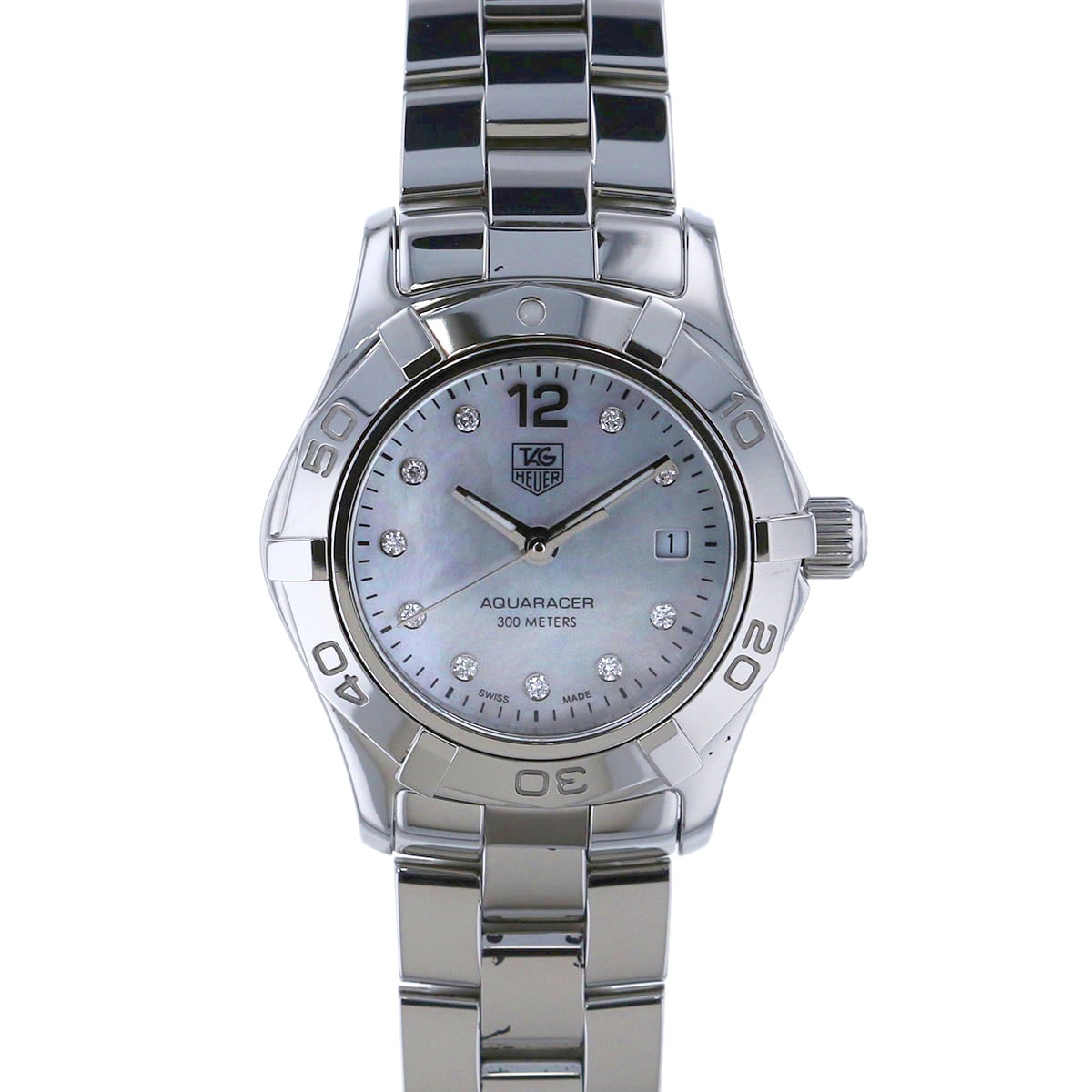 TAG HEUER タグホイヤー アクアレーサー デイト 200M 10P クオーツ 腕時計 WAF1415.BA0824 ステンレススチール シルバー  レディース【中古】