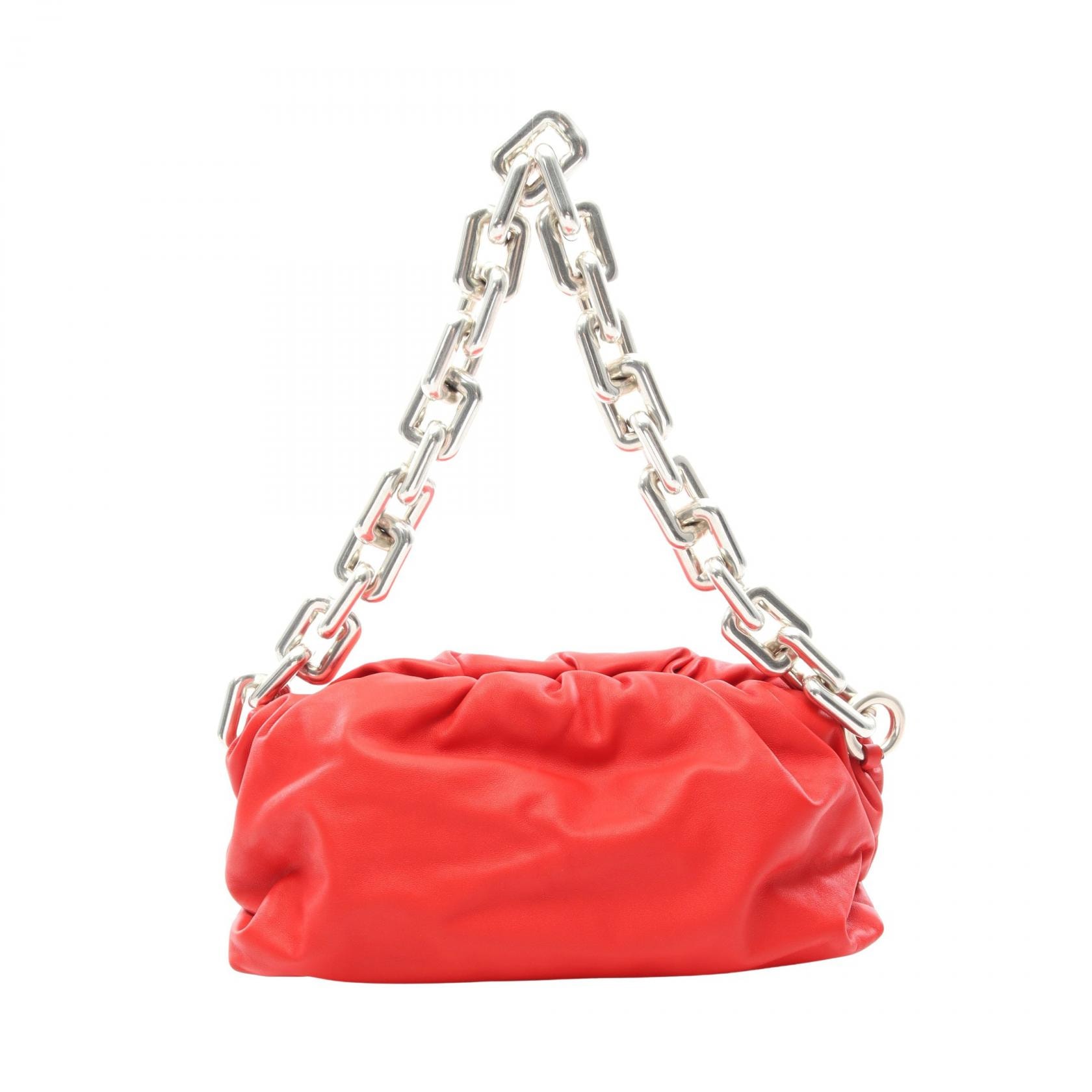 ボッテガヴェネタ BOTTEGA VENETA ザ チェーン ポーチ ショルダーバッグ バッグ レザー レディース レッド系 【中古】