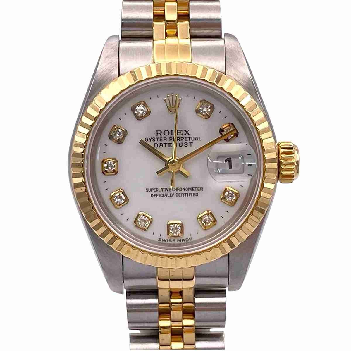 ROLEX ロレックス デイトジャスト 26mm 10P ダイヤモンド W番 YG/SS ジュビリーブレスレット 腕時計 69173G K18イエローゴールド ステンレススチール ゴールド シルバー  レディース【中古】