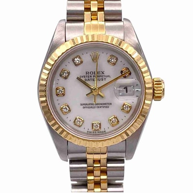 ROLEX ロレックス デイトジャスト 26mm 10P ダイヤモンド W番 YG/SS ジュビリーブレスレット 腕時計 69173G K18イエローゴールド ステンレススチール ゴールド シルバー レディース【中古】