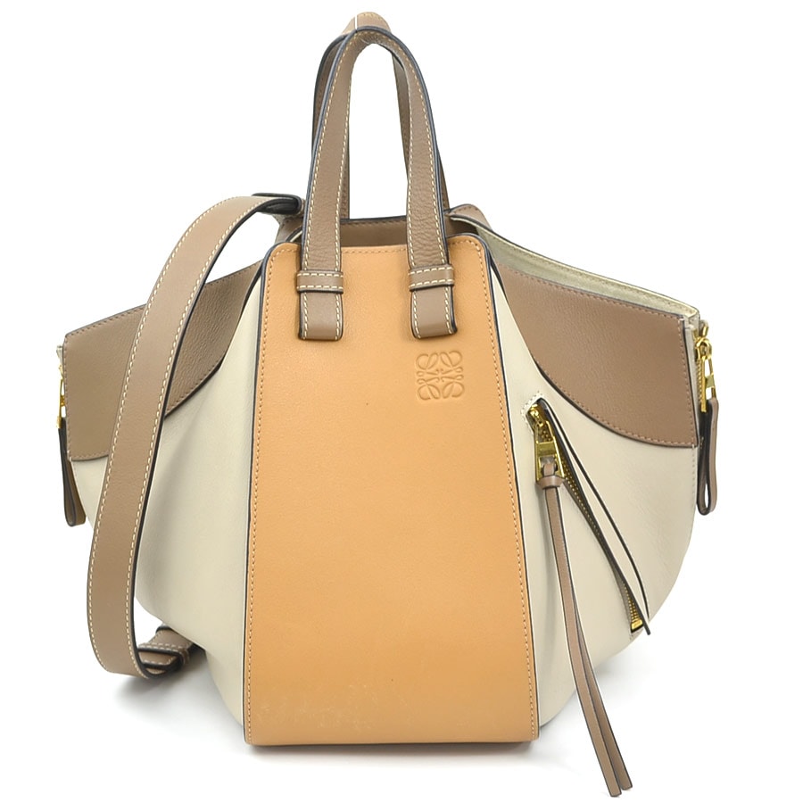 ロエベ LOEWE ハンドバッグ ショルダーバッグ ハンモック レザー ブラウン/グレージュ ゴールド レディース【中古】 e62226c
