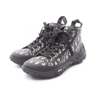 ディオール Dior B28 オブリークジャガード スニーカー 靴 キャンバス レザー メンズ ベージュ系 / ネイビー系 【中古】