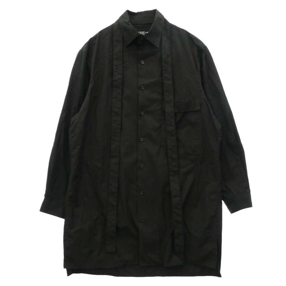 Yohji Yamamoto ヨウジヤマモト PZ-B02-001 power of the WHITE shirt パワーオブザホワイトシャツ ロングカラー 長袖 シャツ ブラウス ブラック系【中古】
