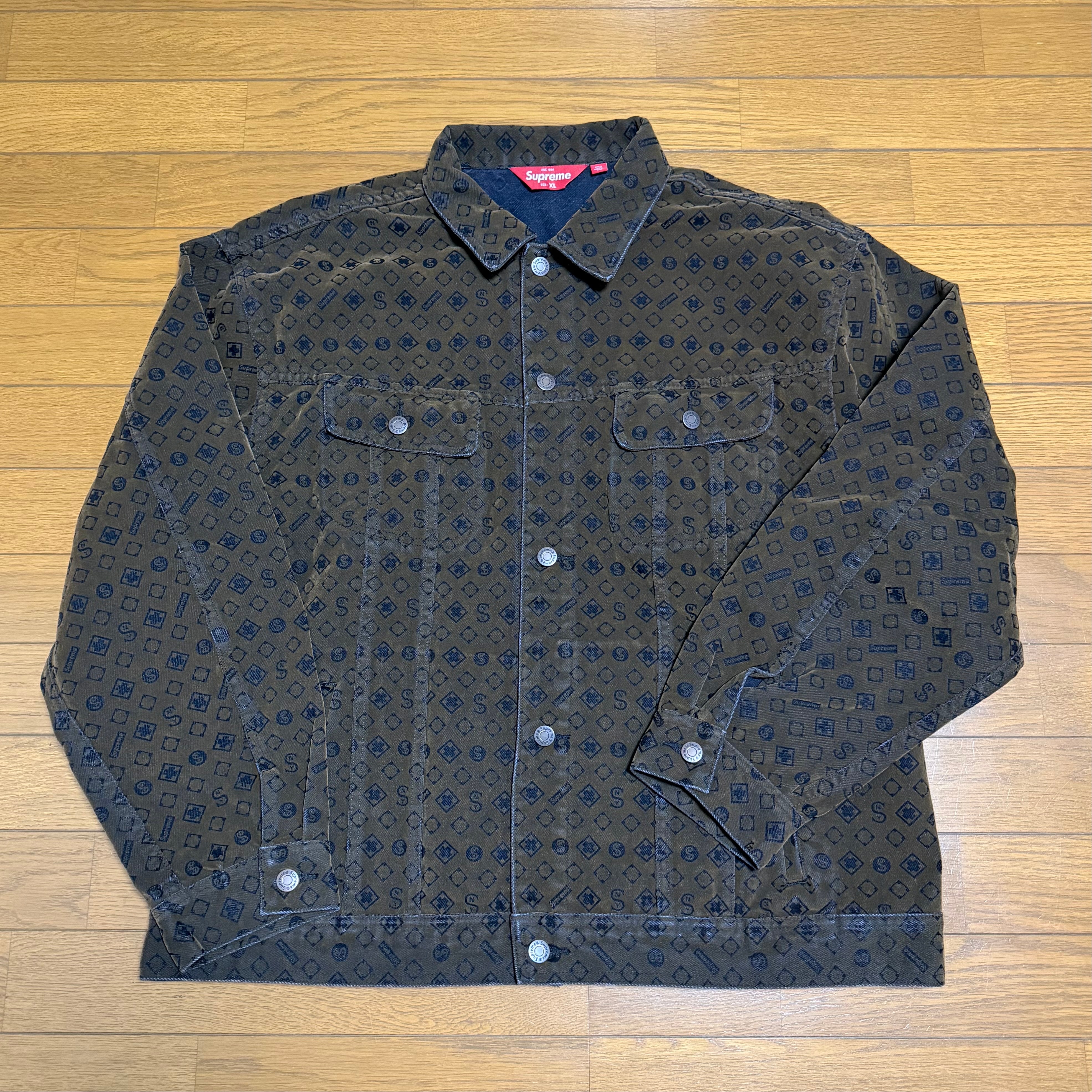 Supreme Flocked Denim Trucker Jacket "Black"