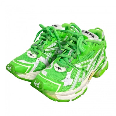 【6ape005】バレンシアガ スニーカー 41 RUNNER メッシュ グリーン【中古】メンズ