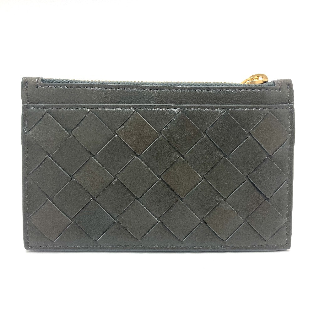 ボッテガヴェネタ BOTTEGA VENETA キーポーチ イントレチャート 小銭入れ 小物 コインケース レザー カーキ系 美品