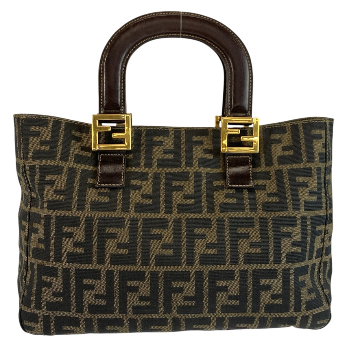 FENDI フェンディ ズッカ ブラウン ゴールド金具 キャンバス トートバッグ ハンドバッグ 603587 【中古】