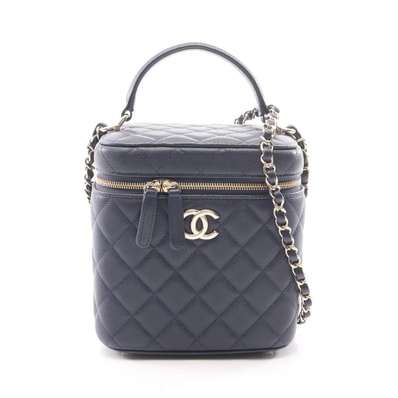 シャネル CHANEL マトラッセ バニティバッグ 2WAY ショルダーバッグ バッグ キャビアスキン(グレインドカーフ) レディース ネイビー系 AS2362 【中古】