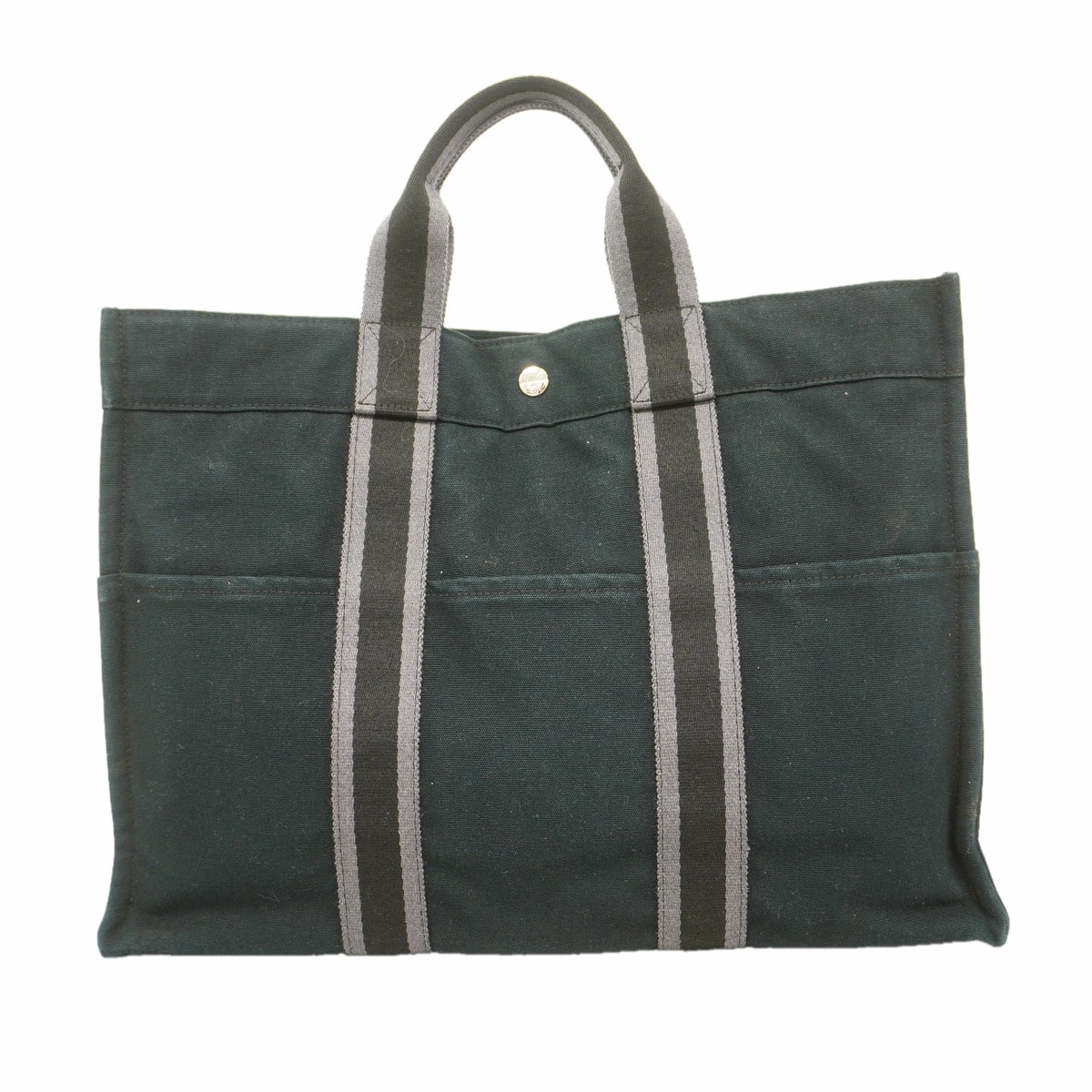 【6hc2727】エルメス トートバッグ フールトゥMM キャンバス ブラック シルバー金具【中古】メンズ レディース ユニセックス