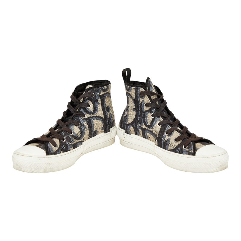 ディオール B23 オブリーク ハイカットスニーカー ベージュ キャンバス ラバー メンズ Dior 【中古】