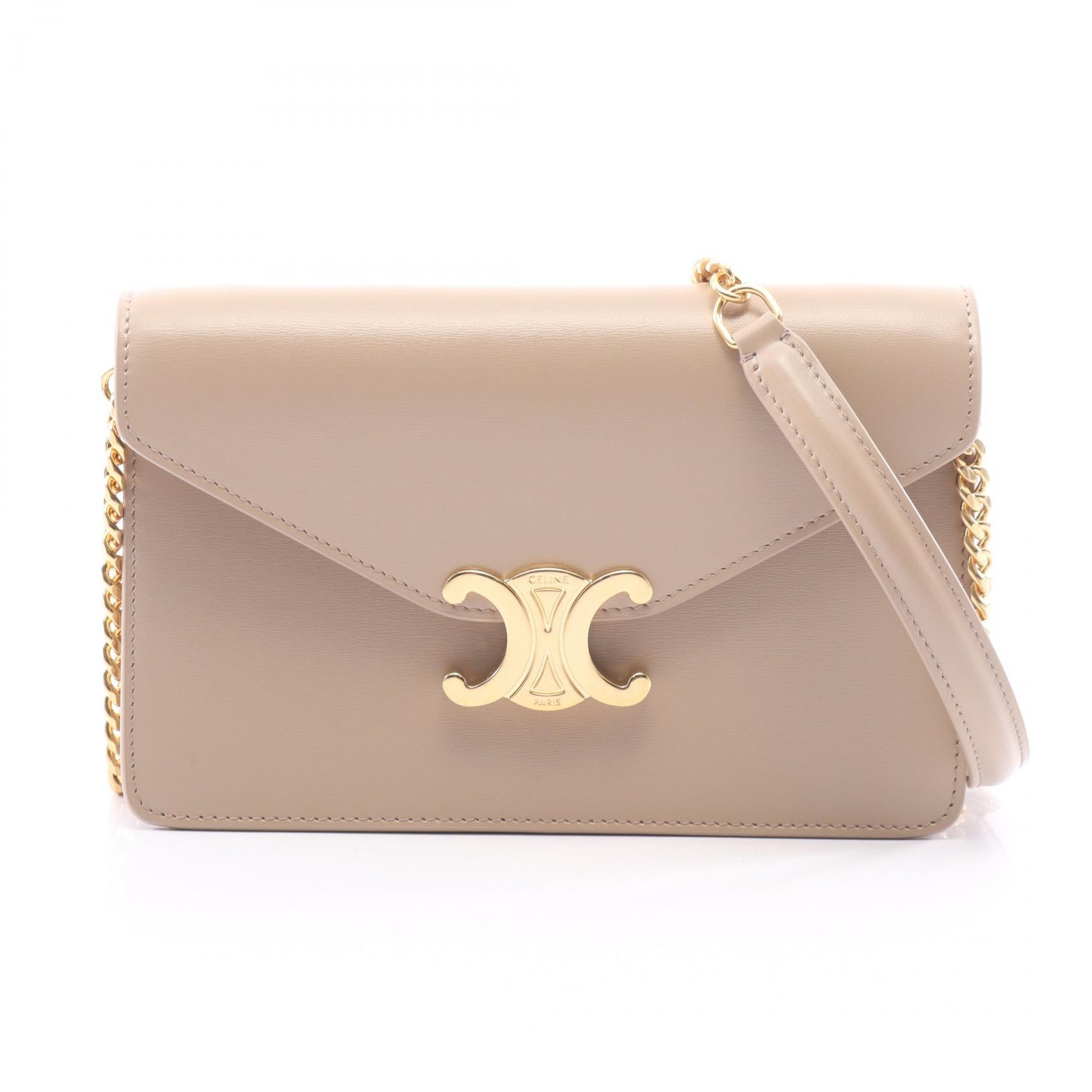 セリーヌ CELINE マーゴ トリオンフ ショルダーバッグ バッグ レザー レディース ベージュ系 10L033DPV03SA 【新品】